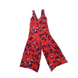 FLOREAT Anthropologie Floral Crop Jumpsuit Size XS
